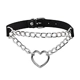 MILAKOO Cool Love Heart PU Collare in Pelle Collana bigiotteria