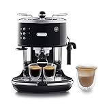 De Longhi Icona ECO311.BK Macchina da Caffè Espresso Manuale e Cappuccino, Caffè in Polvere e in Cialde E.S.E., Spegnimento Automatico, Montalatte classico, Filtro Singolo e Doppio, Nero