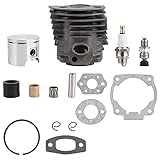 Haofy Pistone Cuscinetto Kit, Motosega Linea del Filtro del Carburante Guarnizione, Set Pistone Cilindro 46MM Gruppo Termico Completo per Husqvarna 50, 51, 55 Motore Rancher Nikasil