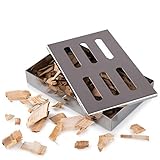 Blumtal Affumicatore BBQ - Smoker Box Barbecue in Acciaio Cromato, Barbecue Affumicatore - 20,5 x 13 x 3,5 cm - incluse 150 Wood-Chips di Faggio