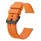 BISONSTRAP Cinturino 22mm, Cinturini per Orologio in Silicone a Sgancio Rapido per Uomo Donna (Arancio,Fibbia Nera)