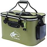 Secchio da Pesca,Secchio Pieghevole da 23L / 30L / 38L,Secchio Multifunzionale per Esche per Pesci Vivi,Borsa da Pesca in Eva da Campeggio all Aperto e Secchio di Protezione per Pesci(ArmyGreen,30L)