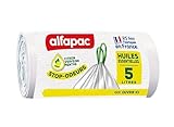 ALFAPAC - 25 sacchetti per la spazzatura 5L a legame scorrevole stop-odori, con oli essenziali: limone, verbena, menta - made in France