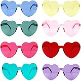 SansRealmL Occhiali a cuore, occhiali da sole a cuore, occhiali da festa colorati, occhiali da costume divertenti, 8 paia di occhiali da sole a cuore colorati senza montatura