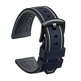 ULLCHRO Cinturini Orologi Impermeabile Orologi Bracciale in Caucciù Bicolori - 20, 22, 24, 26mm Gomma Cinturino Orologio Fibbia Dell acciaio Inossidabile Spazzolato Nero (20mm, Nero e Grigio)