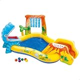 Intex 57444NP - Piscina Gonfiabile Playground Dinosauri, Vinile, Multicolore, 249x191x109 cm