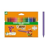 BIC Kids Pastelli Colorati, Plastidecor, Colori per Bambini a Casa e a Scuola, Colori Assortiti, Astuccio Scuola, Confezione da 24 unita