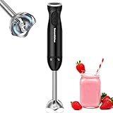 Bonsenkitchen Frullatore a Immersione 1000 W in Acciaio Inossidabile, Velocità Infinitamente Variabile, Bacchetta per Mescolare Gli Alimenti per Bambini, Zuppe, Purea, HB3201 (nero)