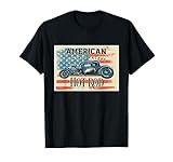 Maglietta vintage hot rod auto t-shirt con sfondo bandiera americana Maglietta