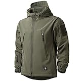 MakingDa - Giacca invernale impermeabile da uomo, con cappuccio, in stile casual, cappotto foderato in pile, giacca tattica militare, per lavoro, corsa, pesca, caccia, arrampicata, Verde, S