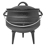 ToCis Big BBQ Beefalo - Potjie, pentola per brasati, piedi d appoggio, misura M, ghisa, rotonda, coperchio, 6 litri