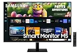 Samsung Smart Monitor M5, Flat 32  , 1920x1080 Full HD, Smart TV Amazon Video, Netflix, Airplay, Mirroring, Office 365, Wireless Dex, Casse Integrate, IoT Hub, WiFi, HDMI
