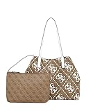 GUESS Vikky Tote, Borsa Donna, Latte Logo/White, Unica