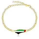 Bracciale a catena Zircobic placcato oro con Bandiera della Palestina | Charme di Pace, Bandiera Gaza Supporto Libertà, Braccialetto Arabo | Gioielli Portafortuna e Protezione per Uomini