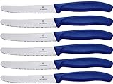 Victorinox, Swiss Classic, set coltelli da cucina seghettati per pomodori da 6 pezzi, lama da 11 cm, lavabili in lavastoviglie, colore blu