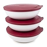 Tupperware Allegra - Set di ciotole, 3 ciotole da 740 ml, con EcoEasy 750 ml, colore: Rosso scuro