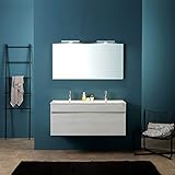 Kiamami Valentina Mobile da bagno moderno grigio da 120 cm con doppio lavabo | Sole