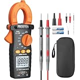 Proster Pinza Amperometrica 6000 Conti TRMS Corrente AC Tensione AC/DC Duty Cycle Tester Elettricista Test NCV Diodo Continuità Data Hold e Live Test