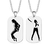 BOMJJOR MJ Jackson - Collana con bracciale per fan di MJ Michael, da uomo e bambino, collezione commemorativa, Acciaio inossidabile