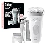 Braun Silk-épil 7 Depilatore Donna, Epilatore Elettrico Donna, Rifinitore Bikini Styler, Testina Ampia, Wet & Dry, Pelle Liscia a Lungo, Con Testina Per Rasoio Donna, 7-241, Bianco/Argento