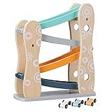 Navaris Pista Macchinine in Legno per Bambini + 18 Mesi - Set 1x Scivolo 3X Macchinette Giocattolo - Pista Macchine 25,5x9,2x28,8cm - Toy Cars Track