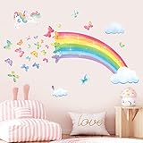 decalmile Adesivi Murali Arcobaleni Unicorno Adesivi da Parete Farfalle Nube Stella Decorazione Murale Asilo Nido Camera da Letto Cameretta Bambini