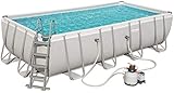 Bestway Power Steel, piscina rettangolare con telaio in acciaio, con pompa filtrante, con accessori, grigia, 549x274x122 cm