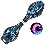 Sumeber Waveboard - Skateboard a torsione per bambini, con ruote luminose, per bambini e ragazzi (teschio blu)