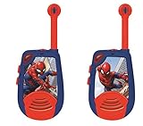 Lexibook, Spider-Man, Walkie-Talkie digitale per bambini, raggio di trasmissione 2 km, funzione luce Morse, clip da cintura per il trasporto, funzionamento a batteria, Blu/Rosso, TW25SP