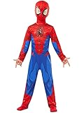 Rubies 640840 Costume Spiderman Classico, Per Bambini e ragazzi, Tuta stampata, copriscarpe e maschera, Oficiale Marvel per Carnevale, Blu/Rosso, Taglia M (5- 6 anni)