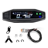 Shkalacar Tachimetro digitale per moto, contagiri con display LCD a 1-6 marce, indicatore di direzione, retroilluminazione, contachilometri e carburatore per la maggior parte dei modelli di moto (con