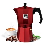 Cecotec Caffettiera Moka Express Mokclassic 300 Red. Caffettiera in Alluminio, Per ogni tipo di Cucina, 3 Tazze di Caffè, Guarnizione in Silicone, Manico Ergonomico e Termoresistente, Filtro