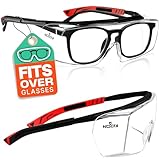 NoCry 5X7 Over-Spec Safety Glasses, Clear, Black&Red