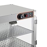 Queeucaer Hotetheke - Vetrina termica per alimenti a 4 ripiani, per riscaldamento alimentare, 30-85°C, 800 W, 61 x 38 x 51 cm, LZBY-1675-EU-DKTD