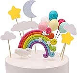 Kit di topper per torta di compleanno, decorazioni per feste, nuvole arcobaleno, palloncini, decorazione per torte per ragazzi e ragazze, forniture per feste di compleanno, anniversario, matrimonio,