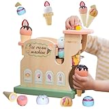 Smartwo Gelatiera per Bambini in Legno, Giochi Gelato Bambina, Macchina Gelato Bambini, Cucina Giocattolo per Bambini, Accessori Cucina Legno per Bambini, Regalo per Bambina 3 4 5 6 Anni