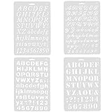 YXHZVON 4 Pezzi Stencil di Lettere in Plastica, Riutilizzabile Normografo Numero e Alfabeto, Stencil per Pittura con Lettere Grandi e Numero per Scrapbooking Diario Progetti Artistici