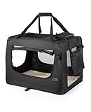 lionto Borsa trasportino per cani pieghevole per viaggi e auto, 90x61x65 cm, box di trasporto stabile con maniglie per gatti e animali fino a 22 kg, scatola in tessuto, nero