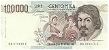 Cartamoneta.com 100000 Lire Banca d Italia Caravaggio I Tipo Lettera A 25/10/1983 SUP 21500/III