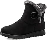 Vunavueya Stivali Donna Invernali Scarpe Stivaletti da Neve con Imbottitura Calda Stivali alla Caviglia Caldi Boots Scarpe Nero -B 36 EU/235CN