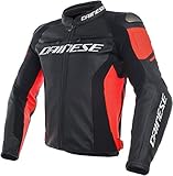 DAINESE 1533789 GIUBBOTTO PELLE RACING 3 TRAF NERO ROSSO TAGLIA 58