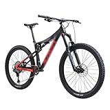 ALLYLIKE Bicicletta Ibrida Mountain Bike Carbon Frame Mountain Bike with Dual Double Suspension Soft Tail MTB