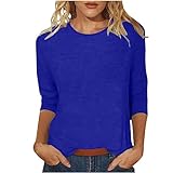 Gyaimxfu Maglietta Donna Estiva a Maniche 3/4,T Shirt Donna Taglie Comode Tinta Unita Larga Curvy Scollo Rotondo Camicia Elegante Casual T Shirt Leggero Top Blusa Donna Manica Corte Elasticizzato