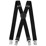 Cokaca Bretelle da Uomo, Bretelle a Forma di X con 4 Forte Clip, Comfort Regolabile, Elastica Bretelle Uomo Eleganti per Uomini e Donne di Taglie Grandi, Taglia unica (Nero)