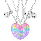 Adorabile collana per 3 - Collana magnetica con cuore abbinato, Collana per 3 amici | Collane Best Friends Forever per 3, set di collane con ciondolo in lega abbinate a puzzle a cuore