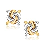 CHIC ARTSY - Orecchini spessi con nodo d amore, in argento sterling 925, 3 colori, bianco, giallo e oro rosa, con nodo d amore, 8 mm, lucidati a specchio, Argento sterling, Nessuna pietra preziosa