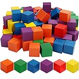 Belle Vous Cubi Colorati Legno (Confezione da 100) - 3 x 3 x 3 cm - Cubi Legno Quadrati Naturali - 6 Colorati - Blocchi da Costruzione Legno, Puzzle - Cubi Legno Bambini e Regali