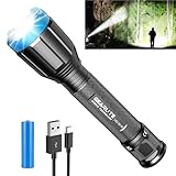 GEARLITE Ibrida Torcia LED Potente Professionale, Lunga Durata Torcia LED 10000 Lumen con Batteria Ricaricabile, Impermeabile IP65 Torce Zoomabile con 4 Modalità per Emergenze Campeggio Outdoor