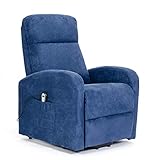 POLTRONE ITALIA Cha nel 1 | DETRAZIONE 19% | Poltrona Relax Alzapersona Reclinazione Combinata con 1 Motore, Micromolle, Microfibra | Blu