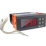 KETOTEK Regolatore di temperatura -30℃~300℃ con sonda, LED Termoregolatore Digitale Termostato Relè Riscaldamento Raffreddamento per Incubatrice Forno 220V 30A